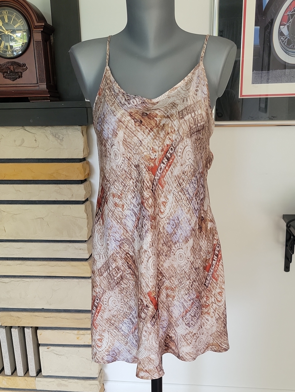 Harley-Davidson Dress Medium Brown Print Vintage